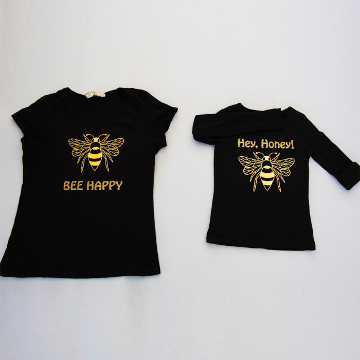 Plotterdatei Biene mit Sprüchen - Hey Honey und Bee happy