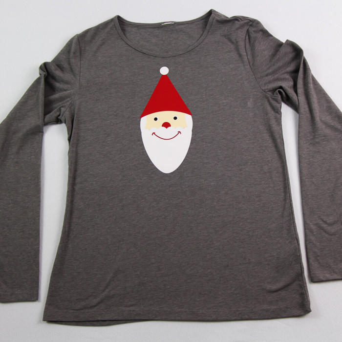 Schnittmuster und Plotterdatei Nikolaus - mit Flexfolie auf einem Shirt