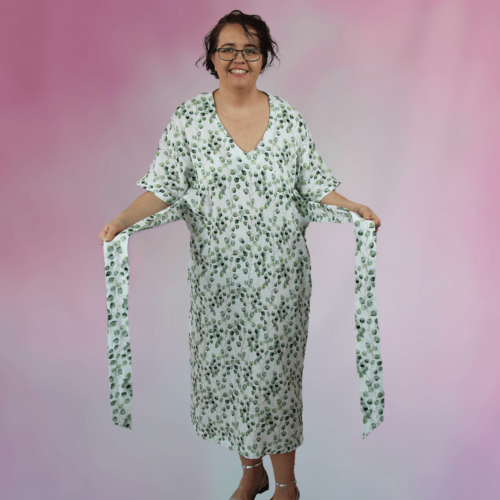 Sommerkleid Miranda Schnittmuster - Kleid aus Musselin von vorne vorne Bindeband offen
