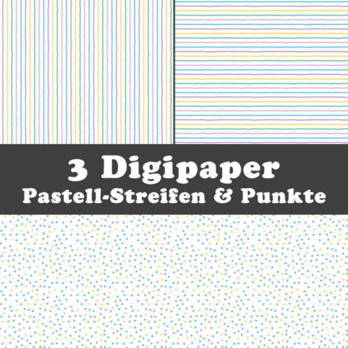 Digipaper Pastell-Streifen und Punkte