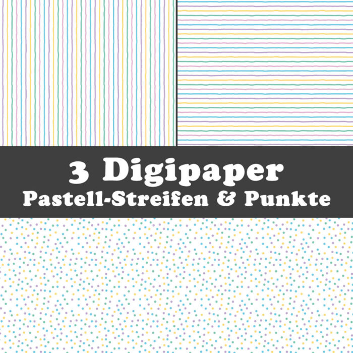 Digipaper Pastell-Streifen und Punkte