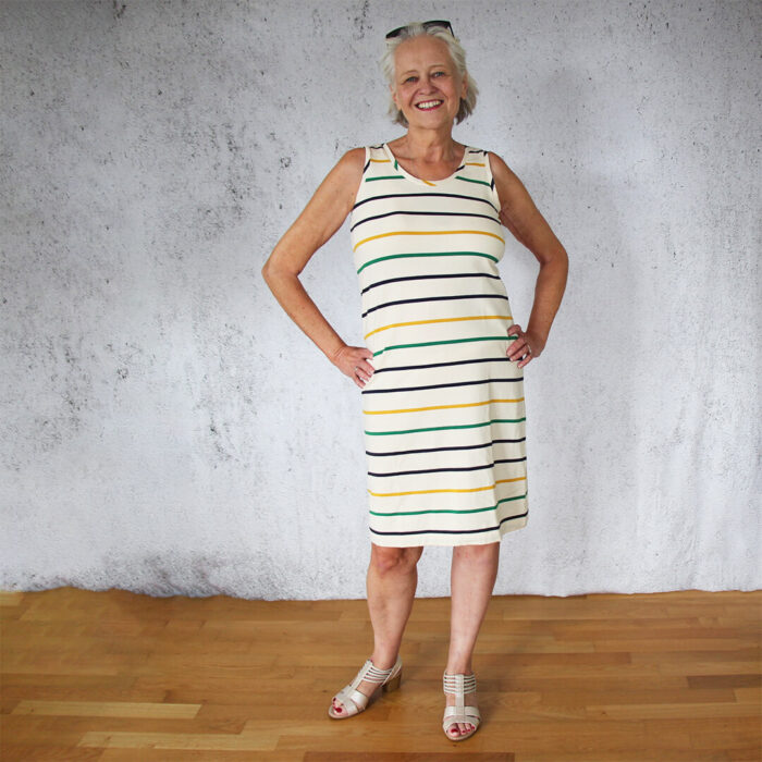 Einfaches Sommerkleid Paula - Ute gestreift in gelbtönen
