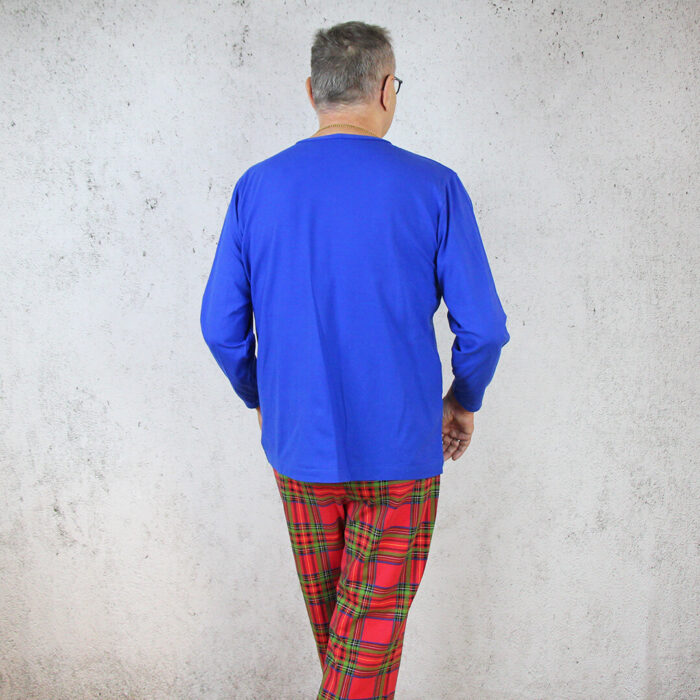 Schlanfanzug Klaus für Herren Schnittmuster - Er - blauer Schlafanzug von hinten