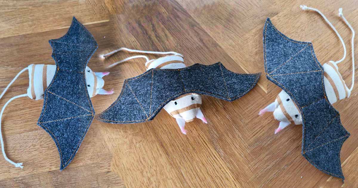 Fledermaus nähen als Halloween-Deko aus Stoffresten